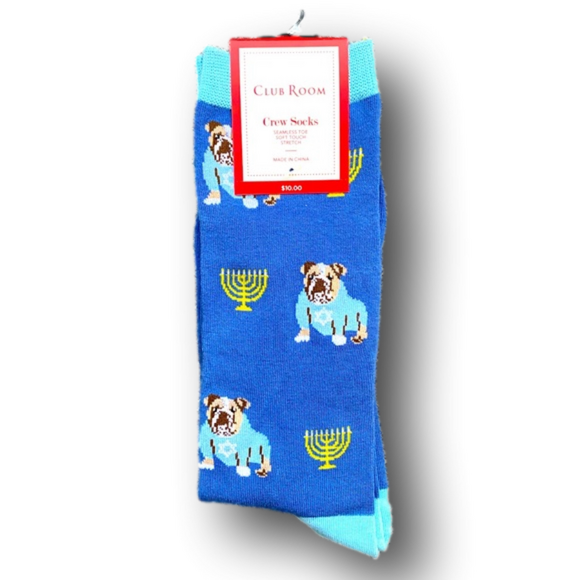 Club Room Other - 3/$18 Menorahs & Bulldogs Chanukah Holiday Funny Novelty Crew Socks - Brand New